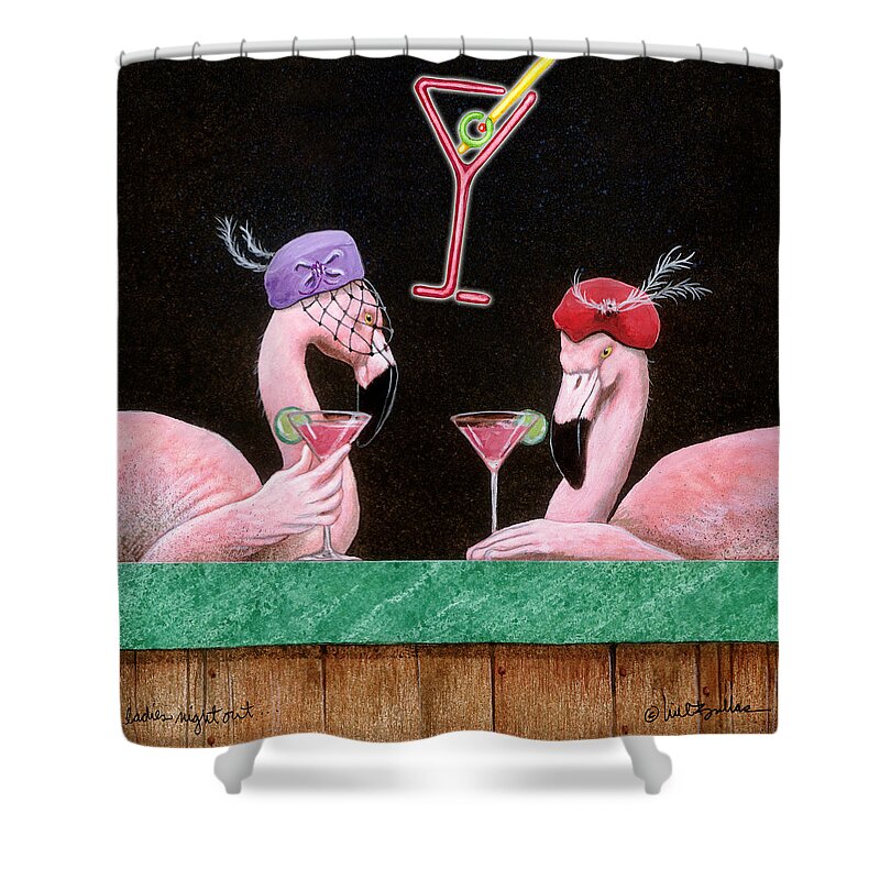 Will Bullas Shower Curtain featuring the painting Ladies Night Out... by Will Bullas