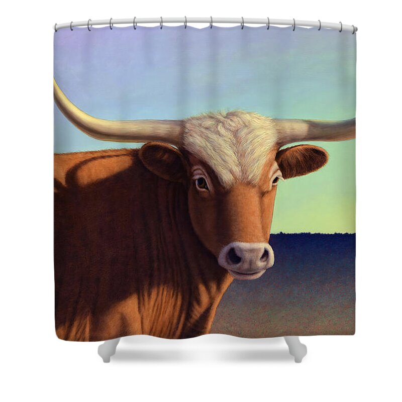 Lady Longhorn Shower Curtain featuring the painting Lady Longhorn by James W Johnson