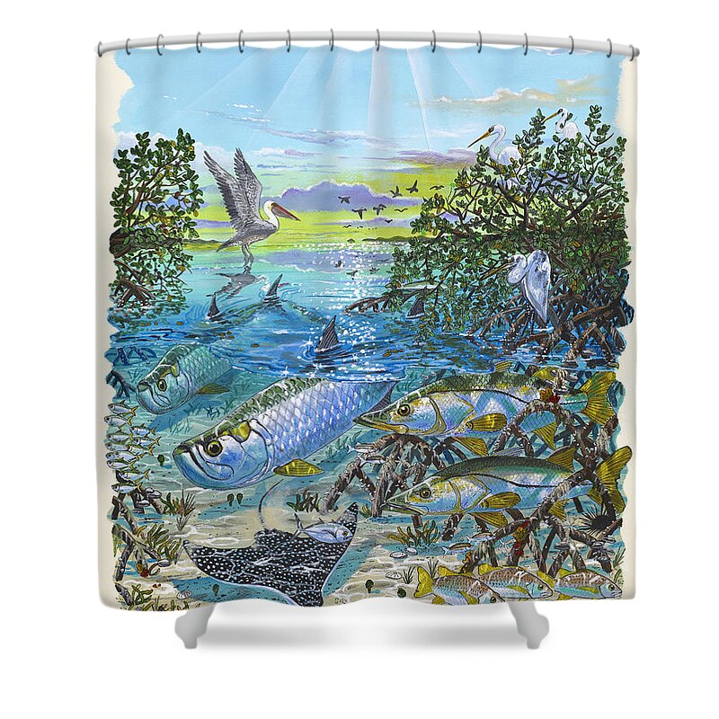 Lagoon Shower Curtain featuring the painting Lagoon by Carey Chen