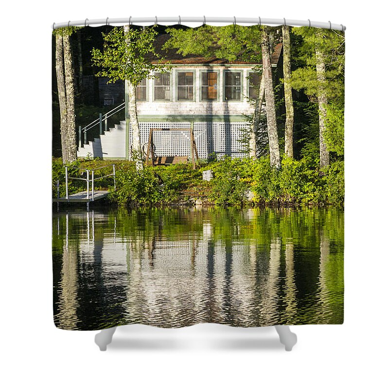 Maine Shower Curtain featuring the photograph Lake cabin by Steven Ralser