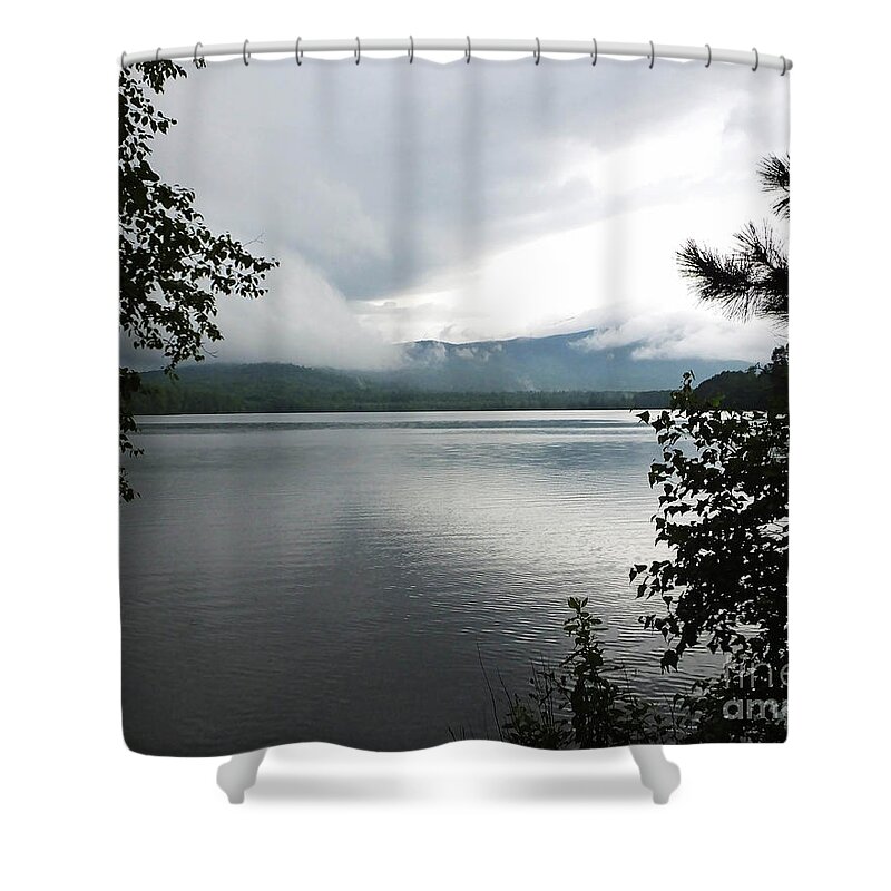 Lake Shower Curtain featuring the photograph Lake Chocuro Storm Rolls Down the Mountain New Hampshire by Lizi Beard-Ward