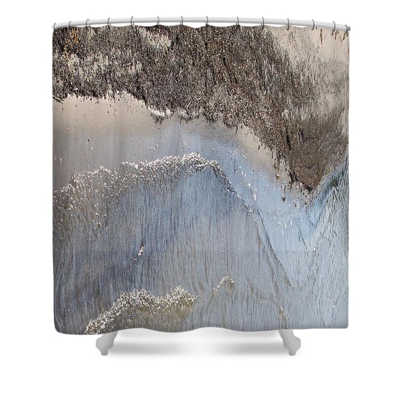 Abstract Shower Curtain featuring the photograph Lake Erie Shore at Sandusky Bay by Andrea Lazar