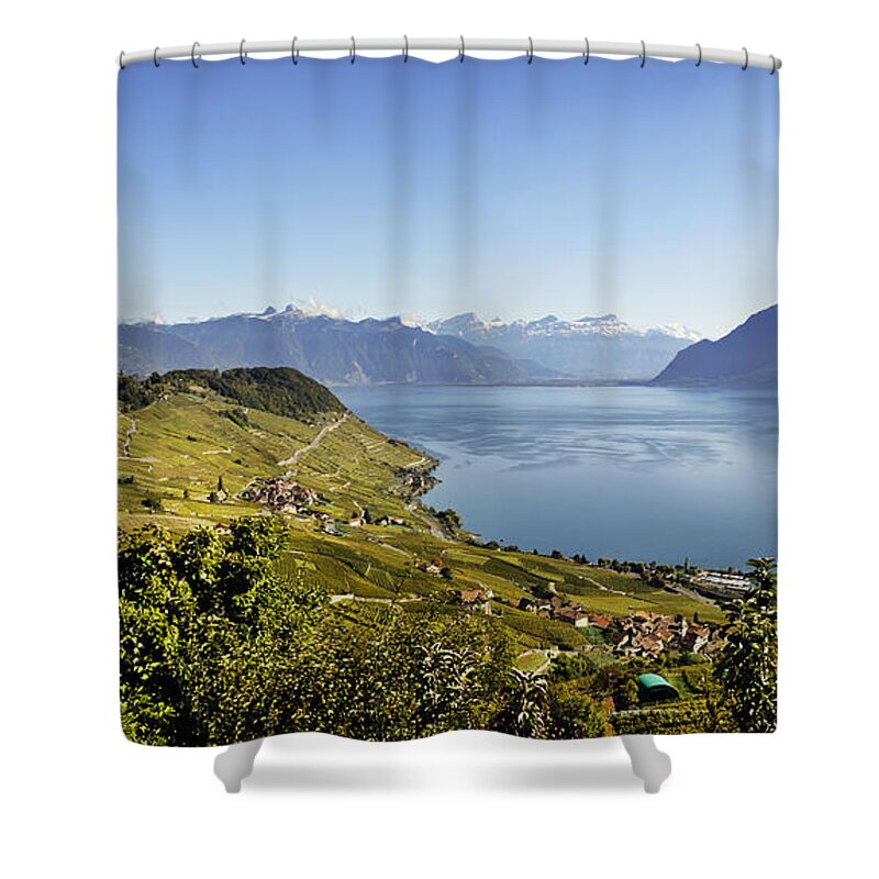 Vineyard Shower Curtain featuring the photograph Lake Geneva Vineyards by Rob Hemphill