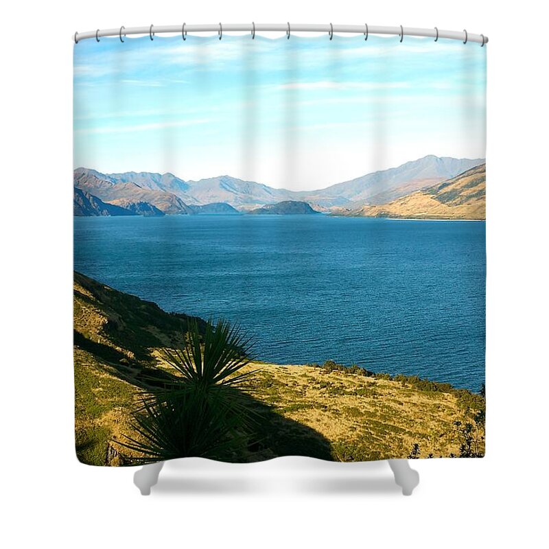 New Zealand Shower Curtain featuring the photograph Lake Hawea by Stuart Litoff