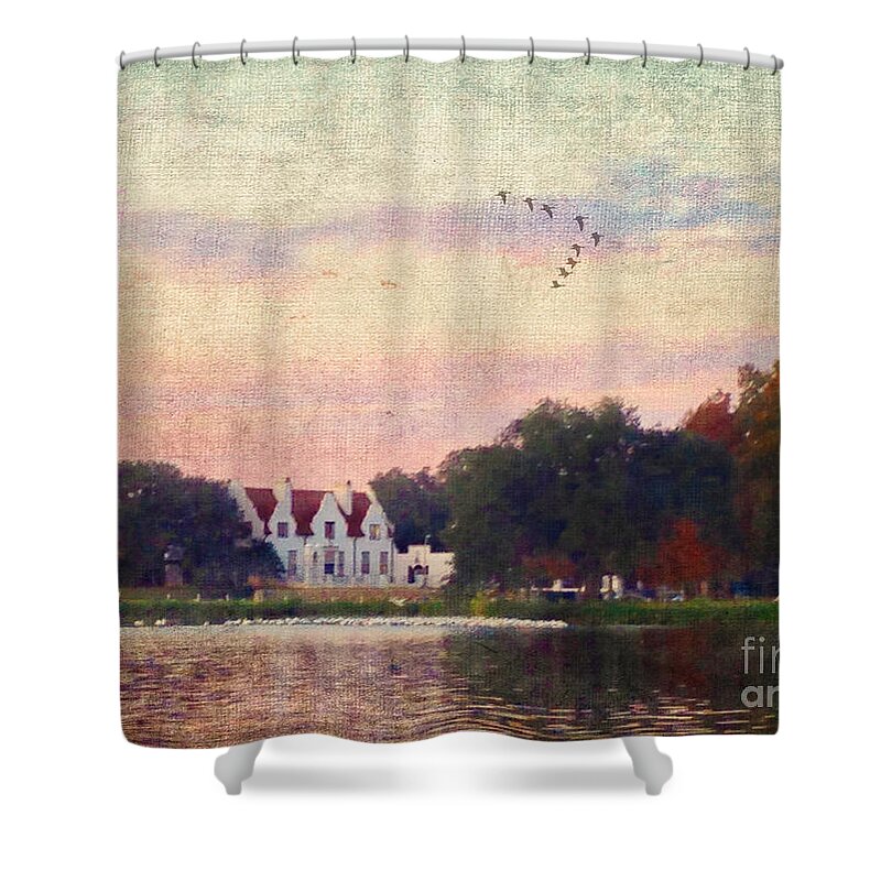 Landscape Shower Curtain featuring the photograph Lake House by Judi Bagwell