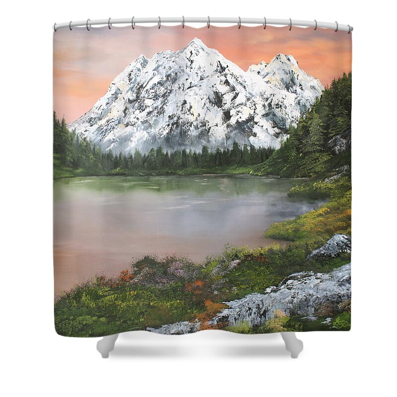 Austria Lakes Shower Curtain featuring the painting Lake in Austria by Jean Walker