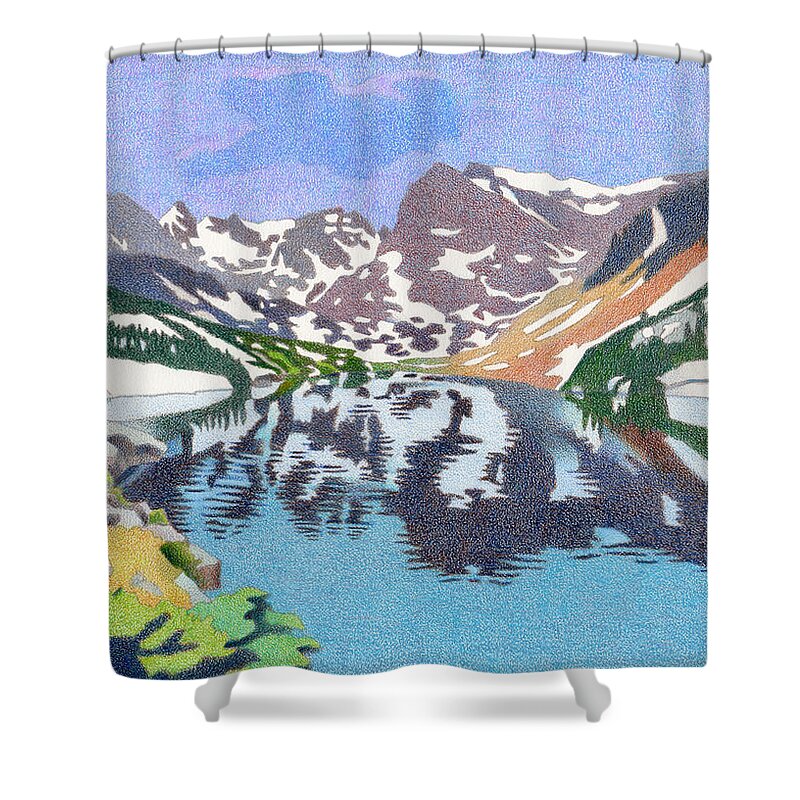 Art Shower Curtain featuring the drawing Lake Isabelle Colorado by Dan Miller