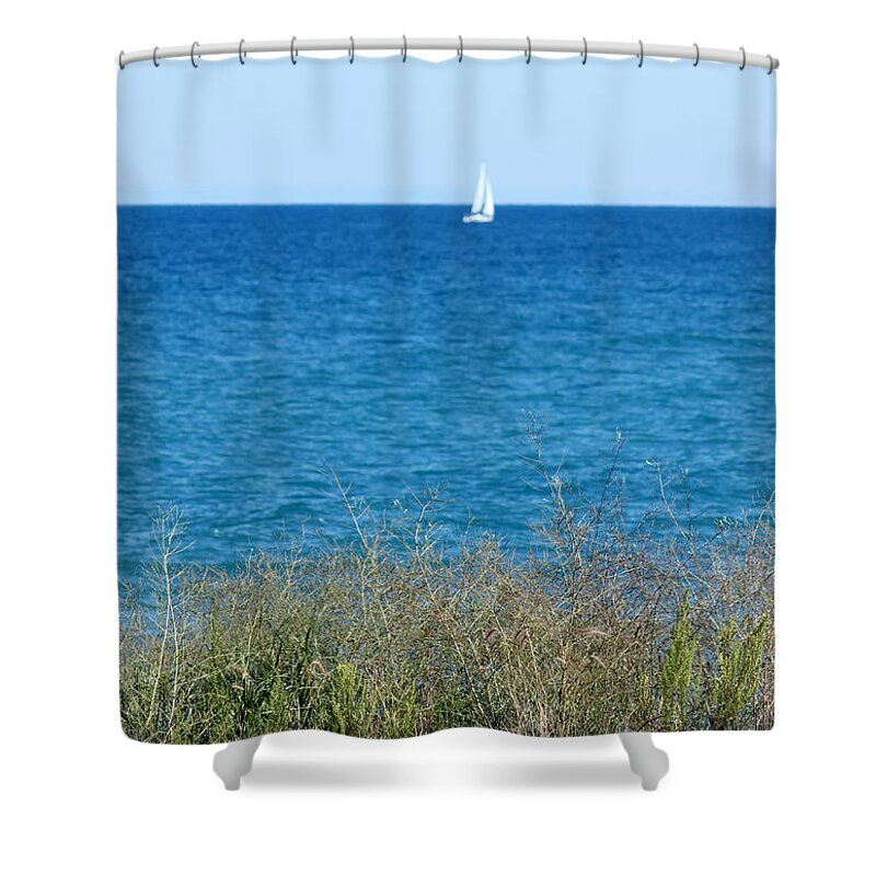 Winthrop Harbor Shower Curtain featuring the photograph Lake Michigan Sailing by Debbie Hart