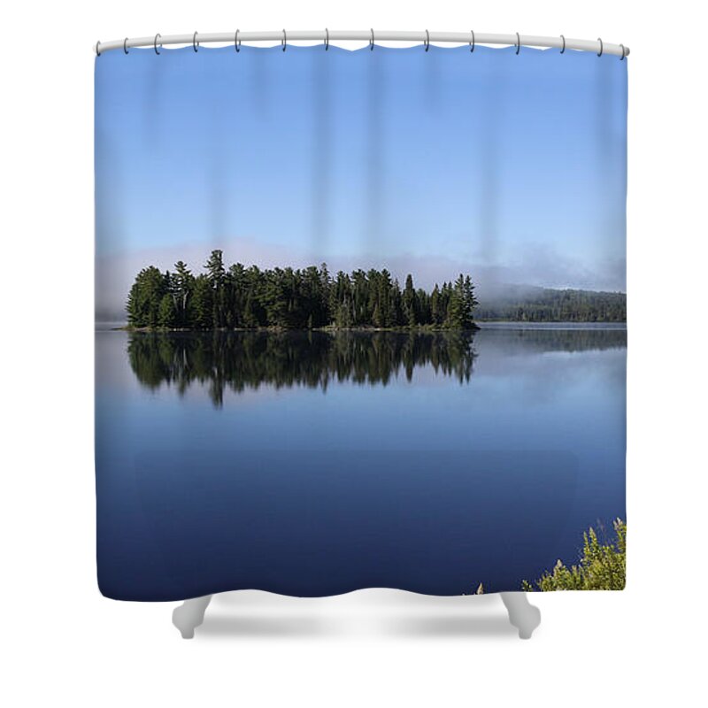 Lake Of Two Rivers Shower Curtain featuring the photograph Lake of Two Rivers at Six in the Morning by Barbara McMahon
