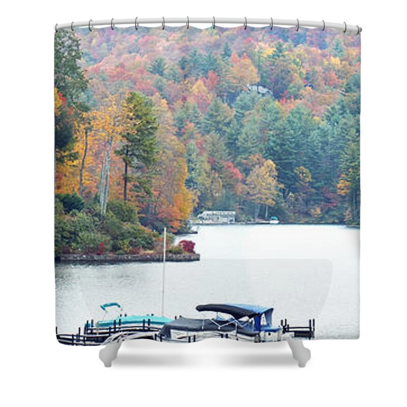 Duane Mccullough Shower Curtain featuring the photograph Lake Toxaway in the Fall by Duane McCullough