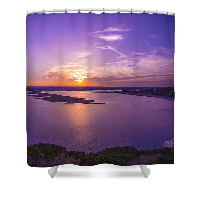 Lake Travis Sunset Shower Curtain featuring the photograph Lake Travis Sunset by David Morefield