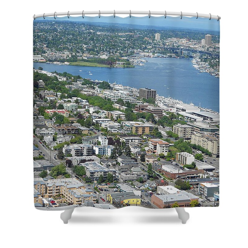Seattle Shower Curtain featuring the photograph Lake Union Panorama by David Trotter