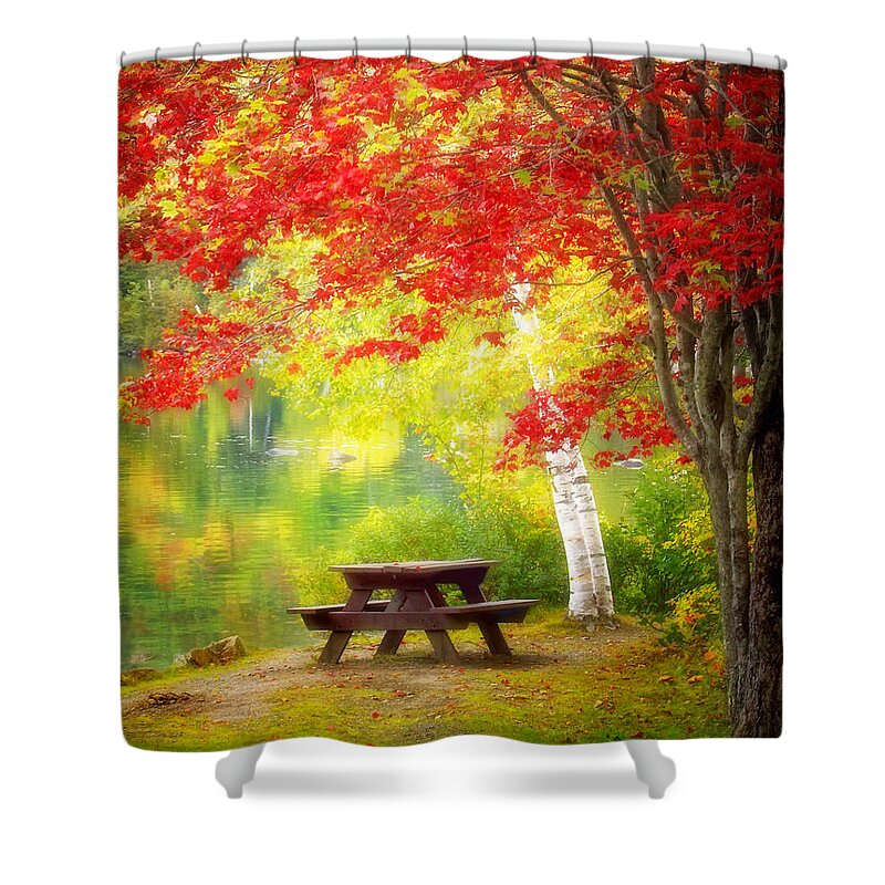 Lakeside Haven Shower Curtain featuring the photograph Lakeside haven by Carolyn Derstine