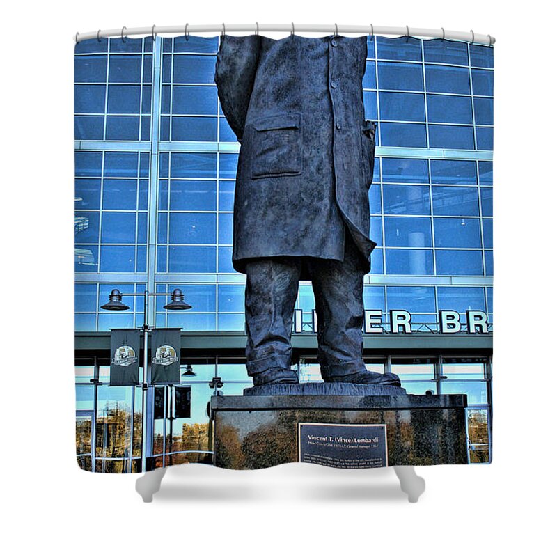 Lambeau Field Shower Curtain featuring the photograph Lambeau Field and Vince by Tommy Anderson