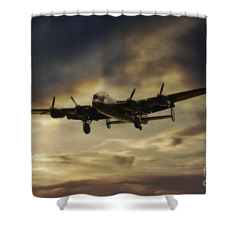 Lancaster Bomber Shower Curtain featuring the digital art Lancaster Spirit by Airpower Art
