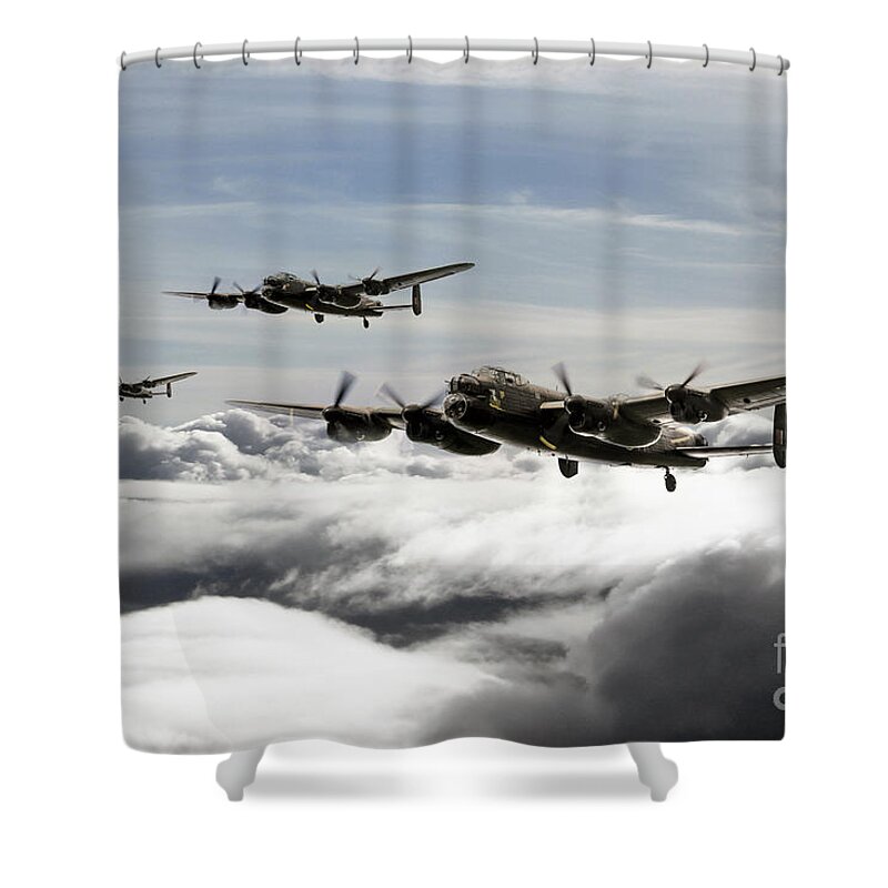 Lancaster Bomber Shower Curtain featuring the digital art Lancaster Squadron by Airpower Art
