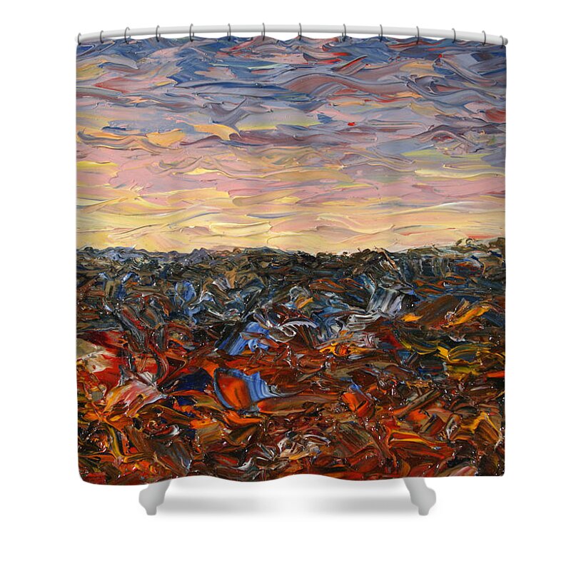 Landscape Shower Curtain featuring the painting Land and Sky 2 by James W Johnson