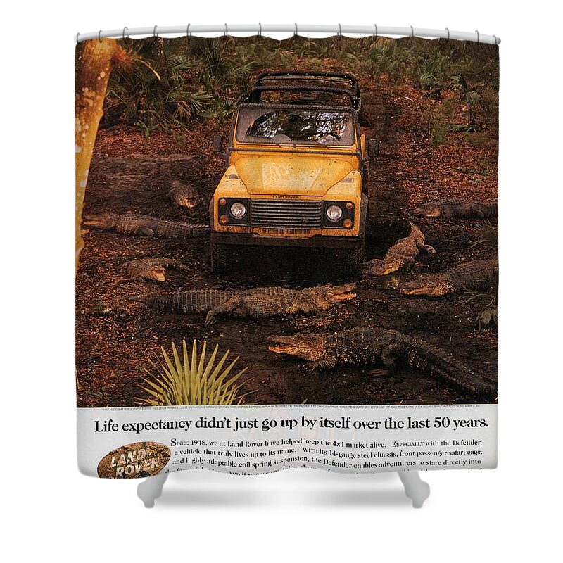 Landrover Shower Curtain featuring the photograph Land Rover Defender 90 Ad by Georgia Fowler