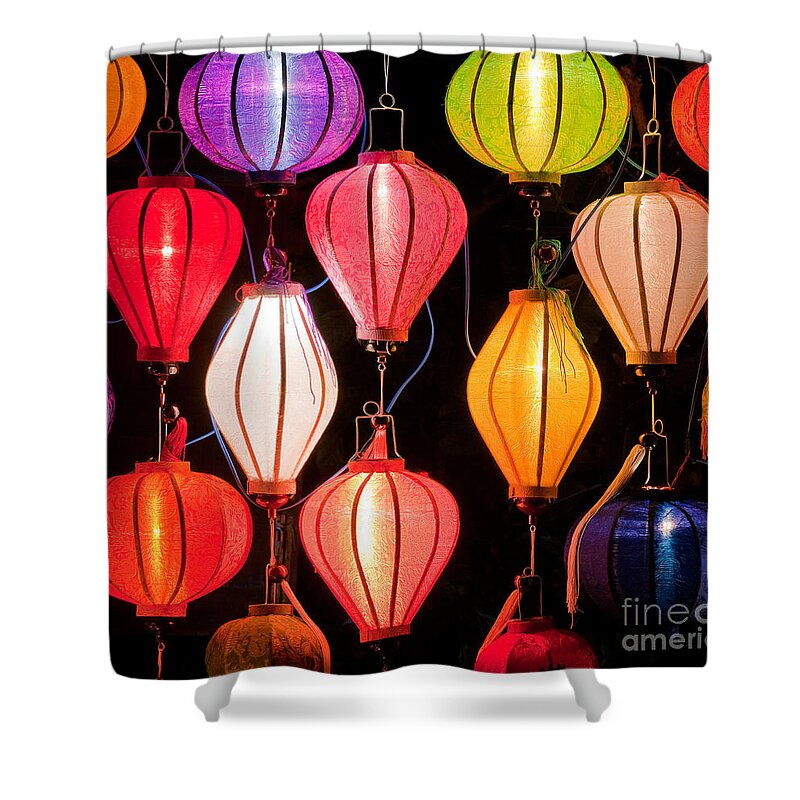 Vietnam Shower Curtain featuring the photograph Lantern Stall 04 by Rick Piper Photography