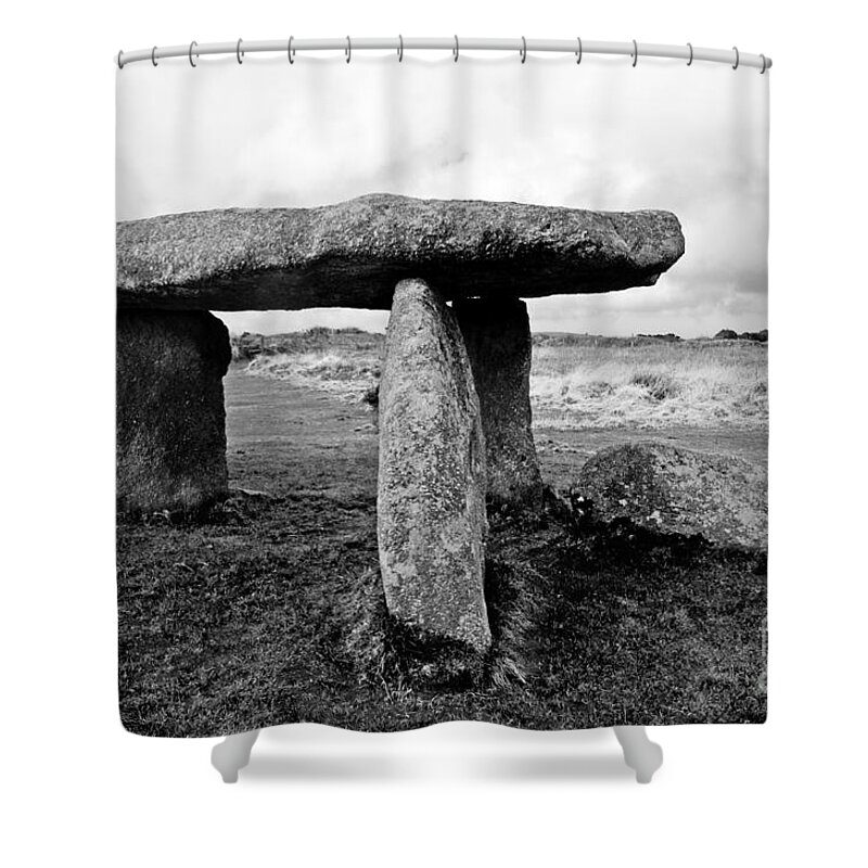 Lanyon Quoit Shower Curtain featuring the photograph Lanyon Quoit by Chris Thaxter