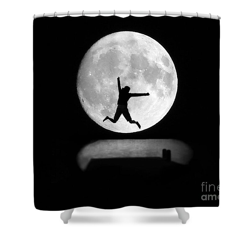 Large Leap For Mankind Shower Curtain featuring the photograph Large Leap For Mankind by Patrick Witz