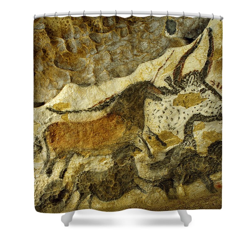 Lascaux Shower Curtain featuring the painting Lascaux Cave Painting by Jean Paul Ferrero and Jean Michel Labat