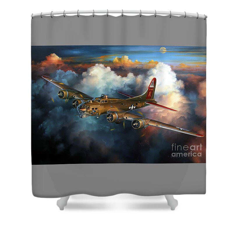 Aviation Art Shower Curtain featuring the painting Last Flight For Nine-O-Nine by Randy Green