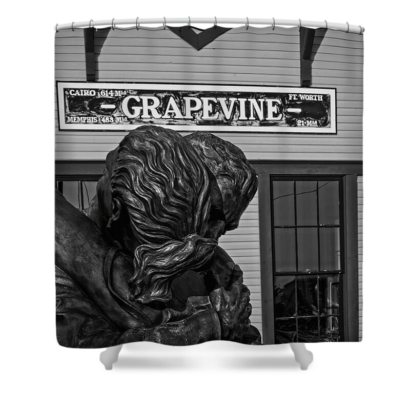 Last Goodbye Shower Curtain featuring the photograph Last Goodbye - Monochrome by George Buxbaum