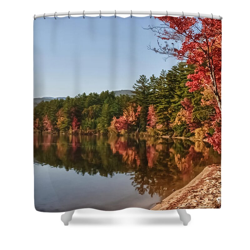 Autumn Foliage New England Shower Curtain featuring the photograph Late afternoon on Lake Chocorua by Jeff Folger
