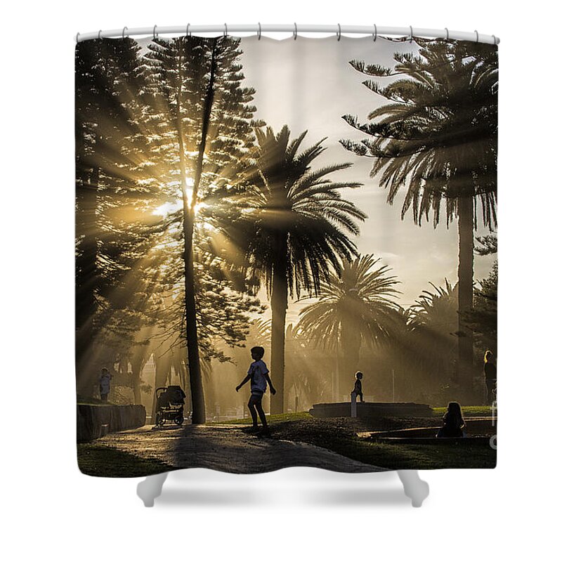 Sunbeams Shower Curtain featuring the photograph Late afternoon sunbeams by Sheila Smart Fine Art Photography
