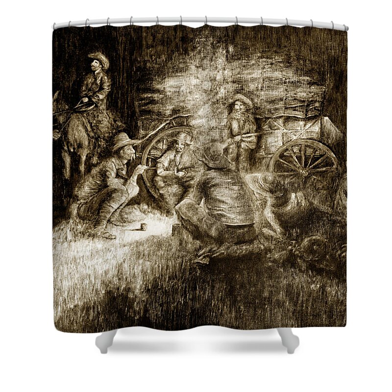 Texas Shower Curtain featuring the drawing Late Dinner #1 by Erich Grant