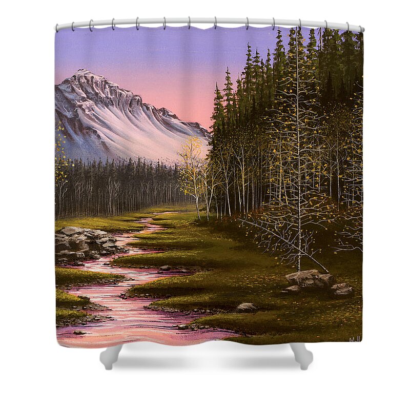Sunset Sky Shower Curtain featuring the painting Late in the Day by Jack Malloch