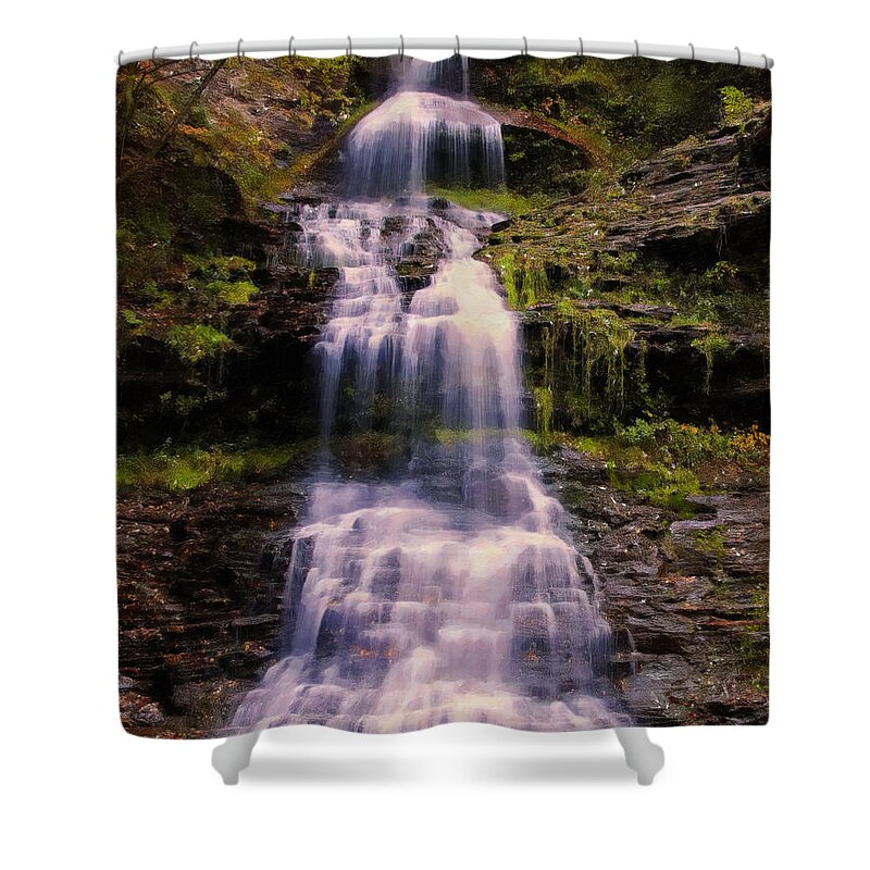 West Virginia Shower Curtain featuring the digital art late summer Cathedral falls 2 by Flees Photos