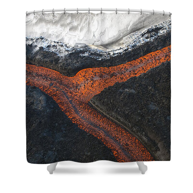 Feb0514 Shower Curtain featuring the photograph Lava Flow Tolbachik Volcano Kamchatka by Sergey Gorshkov