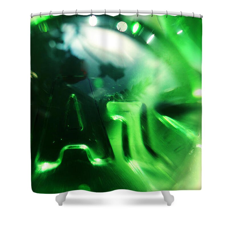 Glass Shower Curtain featuring the photograph Lavazza Green Abstract by Jenny Rainbow