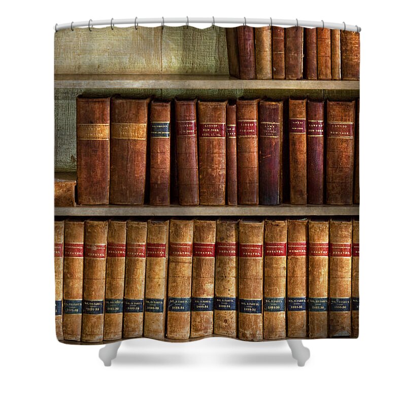 Savad Shower Curtain featuring the photograph Lawyer - Books - Law books by Mike Savad