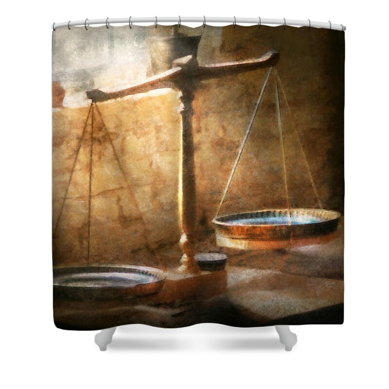 Lawyer Shower Curtain featuring the photograph Lawyer - Scale - Balanced law by Mike Savad
