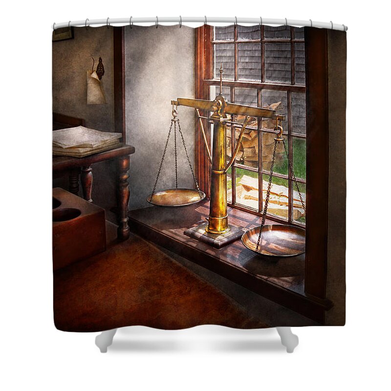 Hdr Shower Curtain featuring the photograph Lawyer - Scales of Justice by Mike Savad