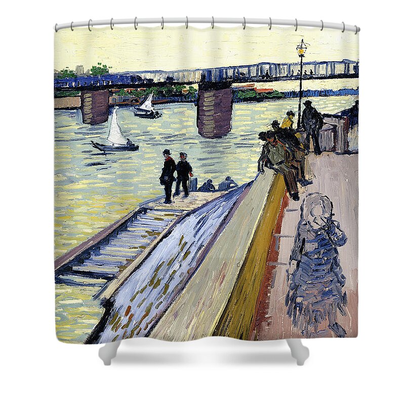 Vincent Van Gogh Shower Curtain featuring the painting Le Pont de Trinquetaille by Vincent van Gogh