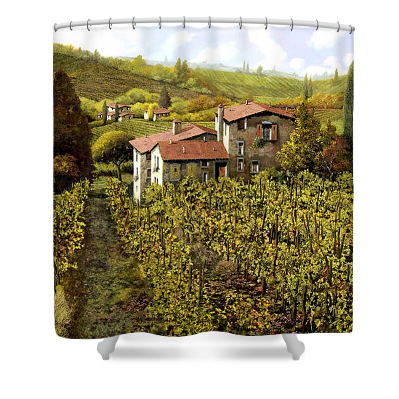 Vineyard Shower Curtain featuring the painting Le Vigne Toscane by Guido Borelli