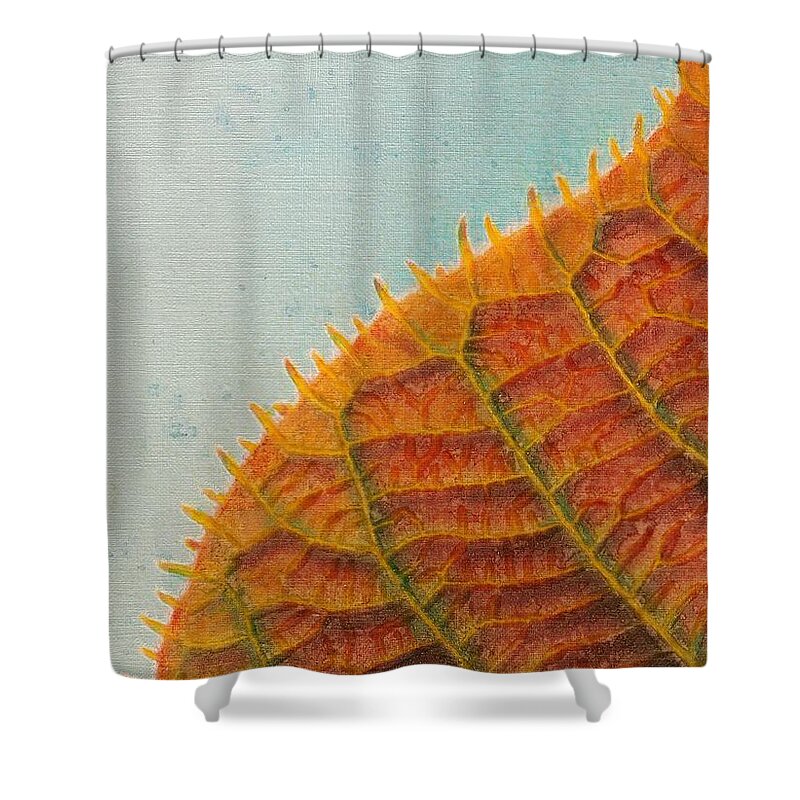 Leaf Shower Curtain featuring the painting Leaf Against the Sky by Cara Frafjord