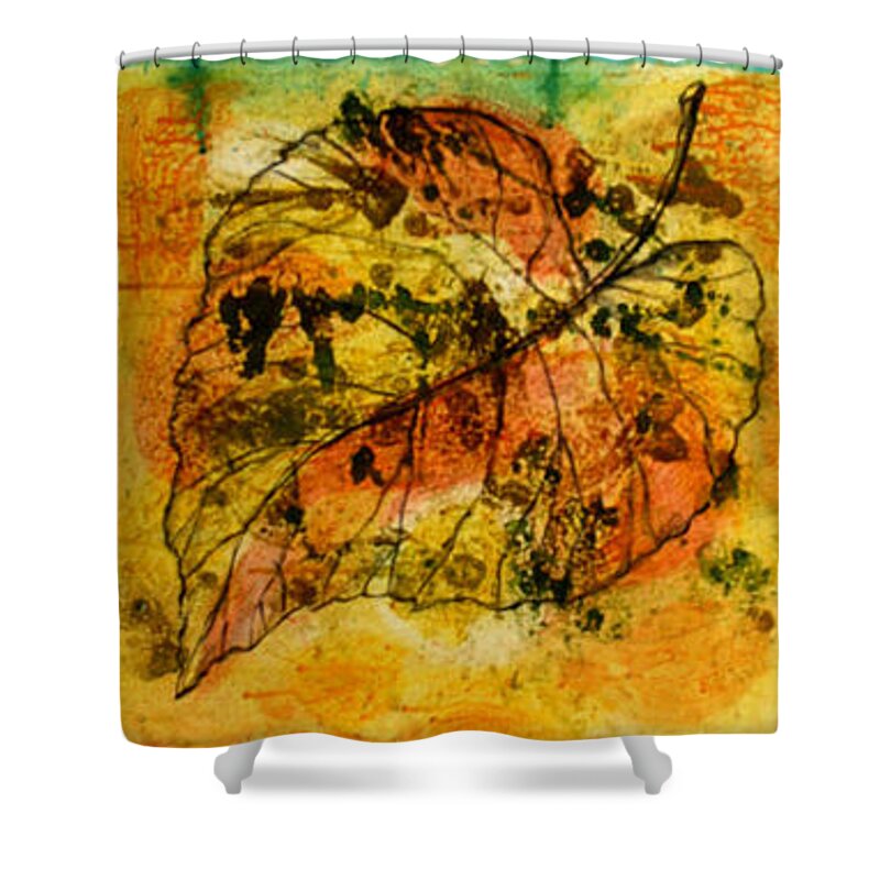 Color And Painting Leaf Nature Nobody Simplicity Three Objects Vertical Color Colour Natural Plant Uncomplicated Organic Decorative Art Paintings Shower Curtain featuring the painting Leafs by Leon Zernitsky
