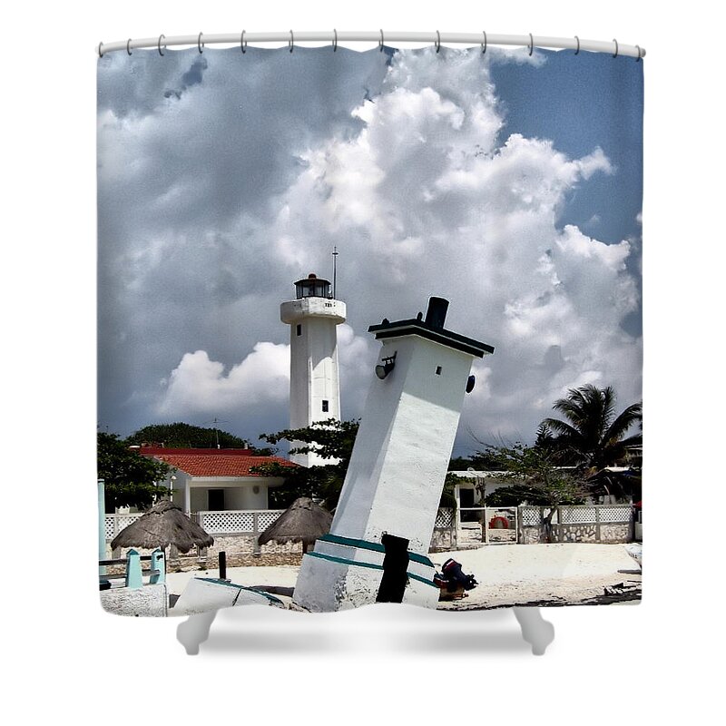 Lighthouse Shower Curtain featuring the photograph Leaning Lighthouse of Mexico by Farol Tomson