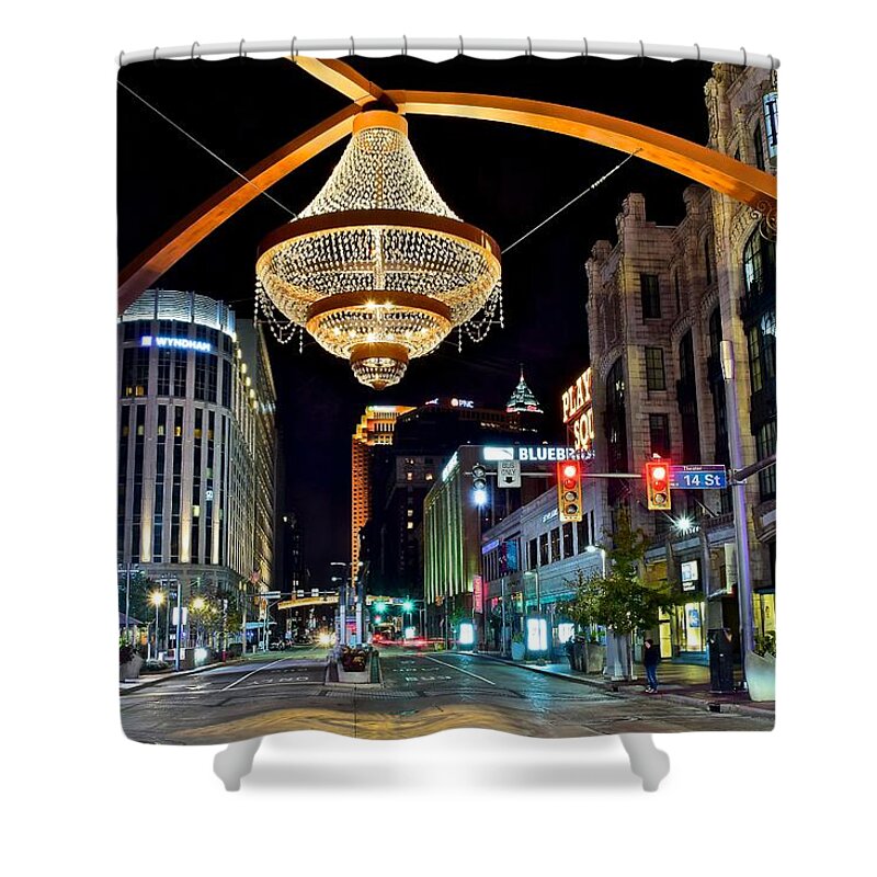 Cleveland Shower Curtain featuring the photograph Leaving Playhouse Square by Frozen in Time Fine Art Photography