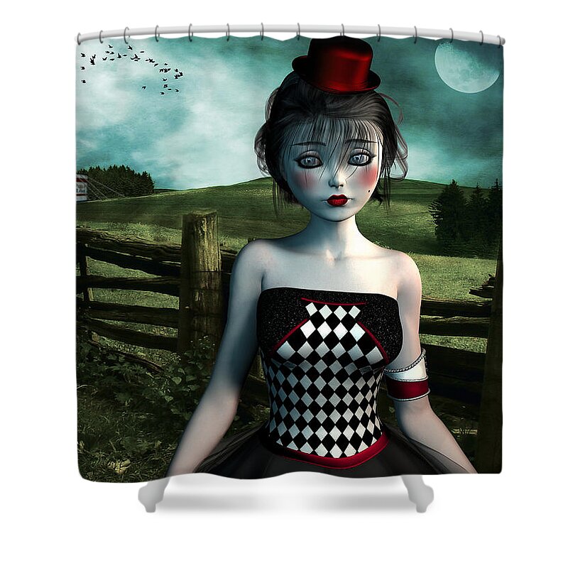 Circus Shower Curtain featuring the mixed media Leaving the circus by Britta Glodde