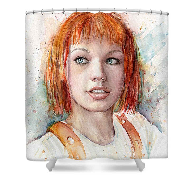 The Fifth Element Shower Curtain featuring the painting Leeloo by Olga Shvartsur
