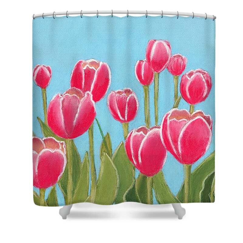 Tulip Shower Curtain featuring the painting Leen van der Mark Tulips by Anastasiya Malakhova