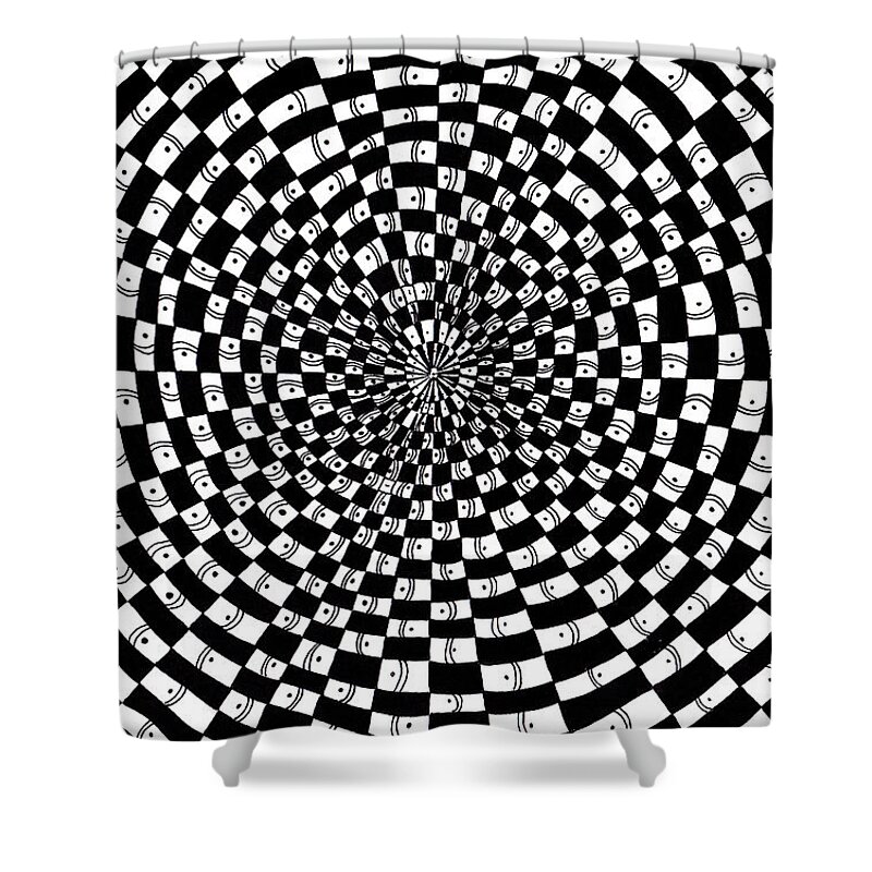 Abstract Shower Curtain featuring the drawing Legend of an Abstract Artist by Crystal Hubbard