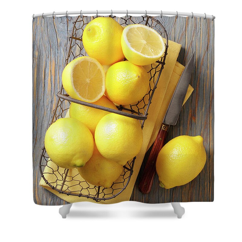 Kitchen Knife Shower Curtain featuring the photograph Lemon by Riou