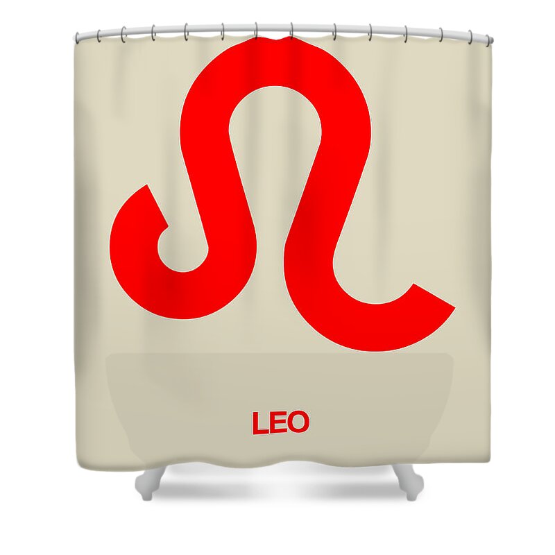  Shower Curtain featuring the digital art Leo Zodiac Sign Red by Naxart Studio